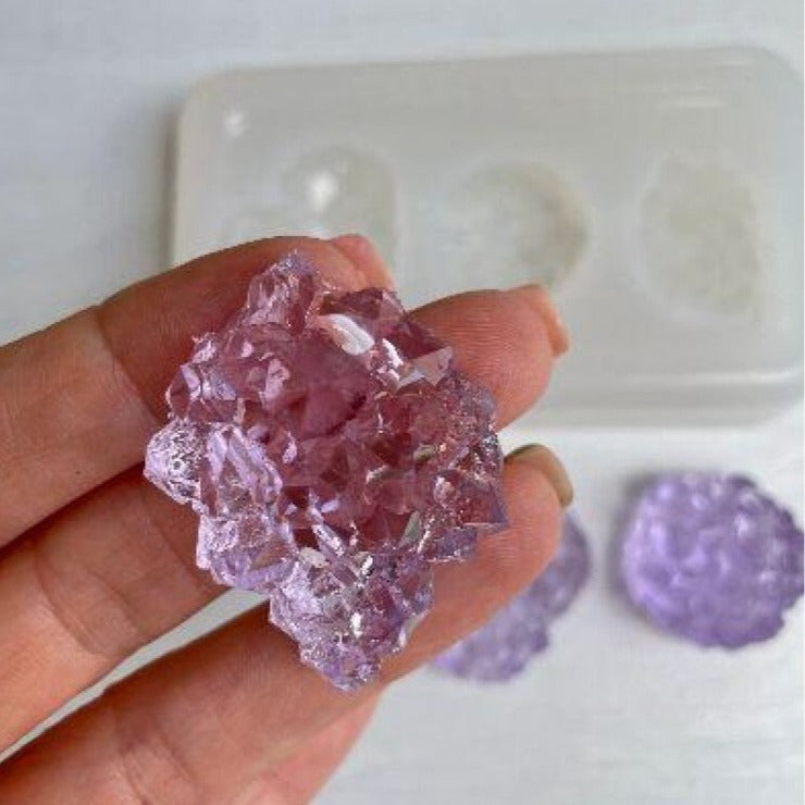 3 Amethyst-Kristall-Cluster-Formen-Set