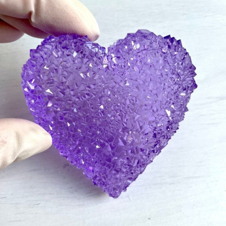 Силиконовая форма «Хрустальное сердце»: смола, аметист, форма для подвески из жеодового кластера