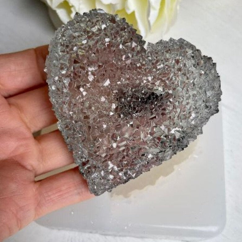 Силиконовая форма «Хрустальное сердце»: смола, аметист, форма для подвески из жеодового кластера