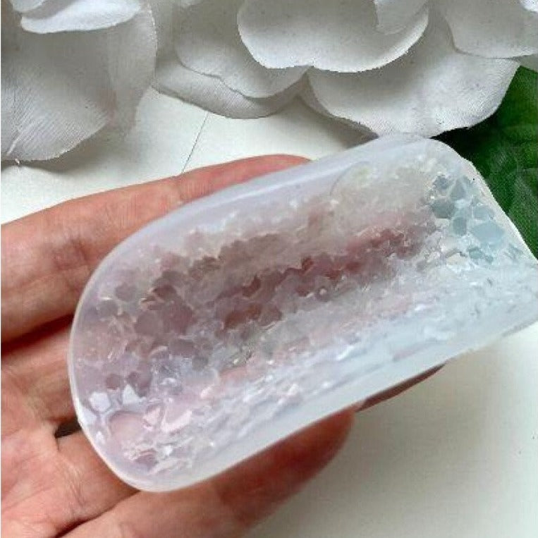 Силиконовая форма с кристаллами аметиста: форма из кластерной смолы