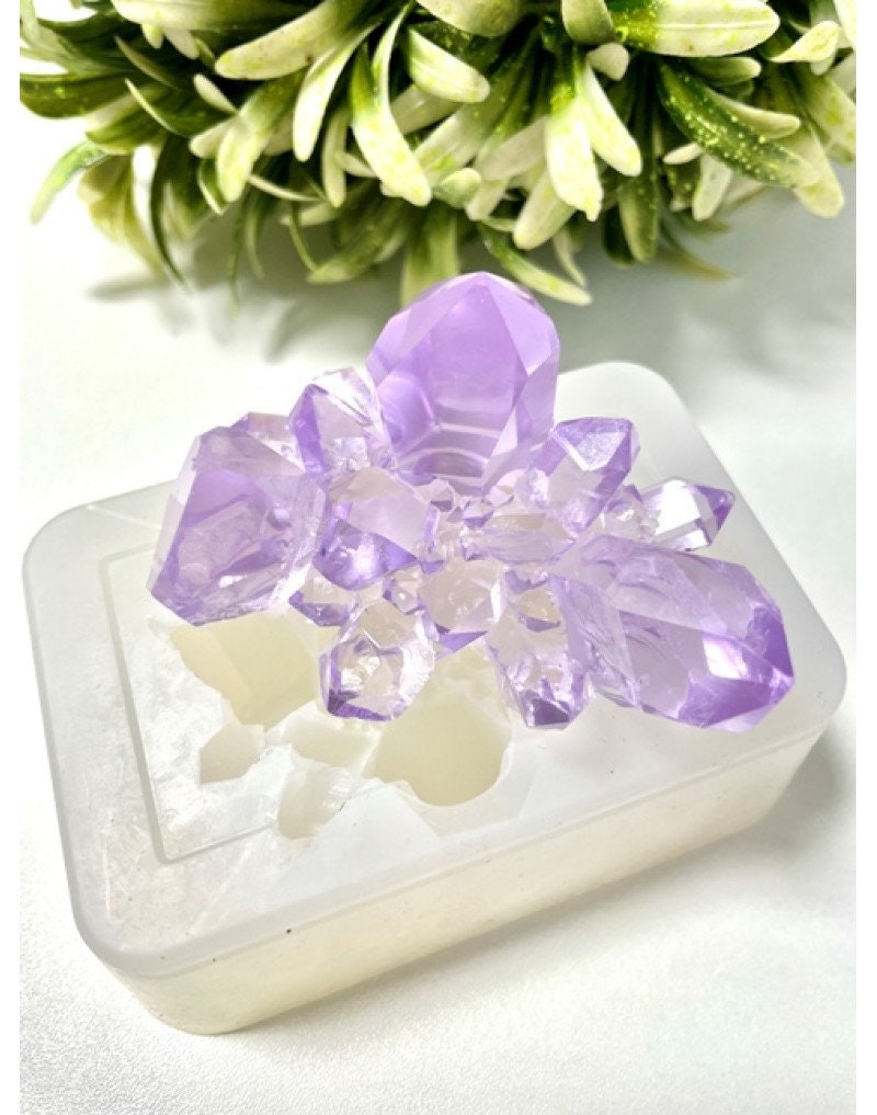 Large Crystal Cluster Silicone Mold: Unique Druzy & Amethyst Resin Mold