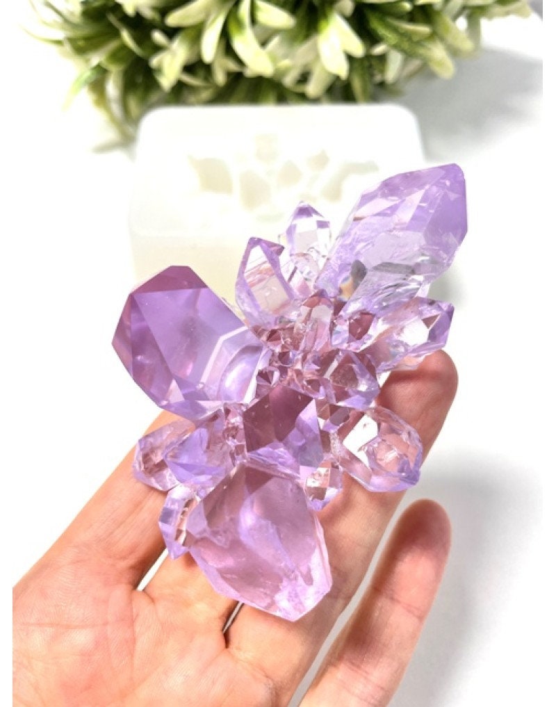 Große Kristallcluster-Silikonform: Einzigartige Druzy- und Amethyst-Harzform