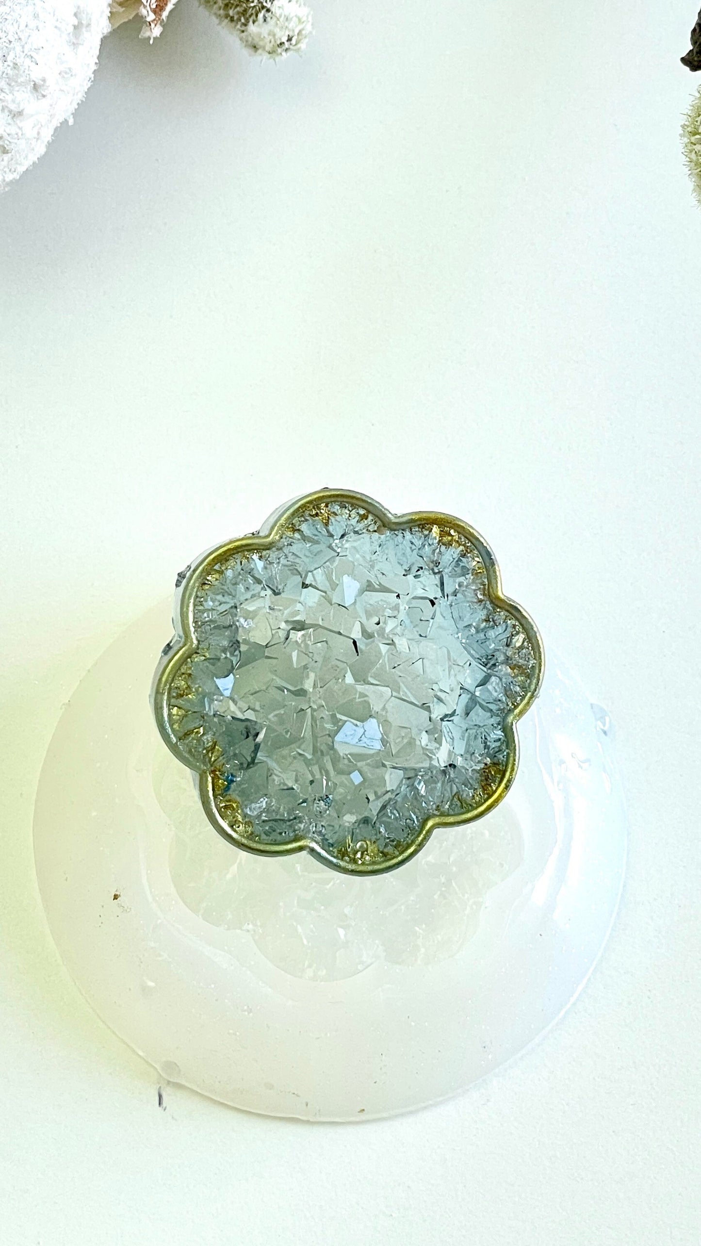 Druzy & Flower Molds: Hexagon Keyring, Large Pendant, UV Resin Crystal Shape Mold