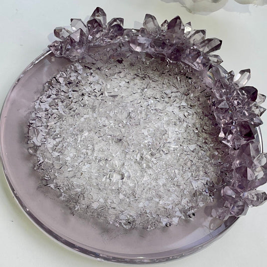 Crystal Cluster Round Insert Plate Silicone Mold: Medium Tray, Wedding Tray, Candle Holder, Druse Amethyst