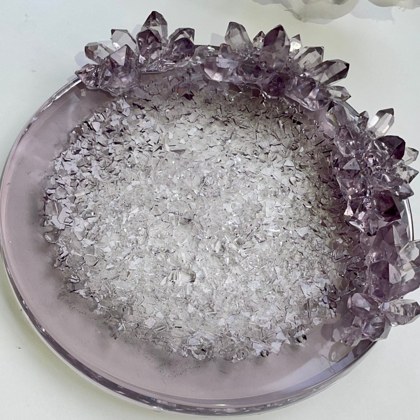 Kristall-Cluster, runde Einsatzplatte, Silikonform: mittleres Tablett, Hochzeitstablett, Kerzenhalter, Drusen-Amethyst