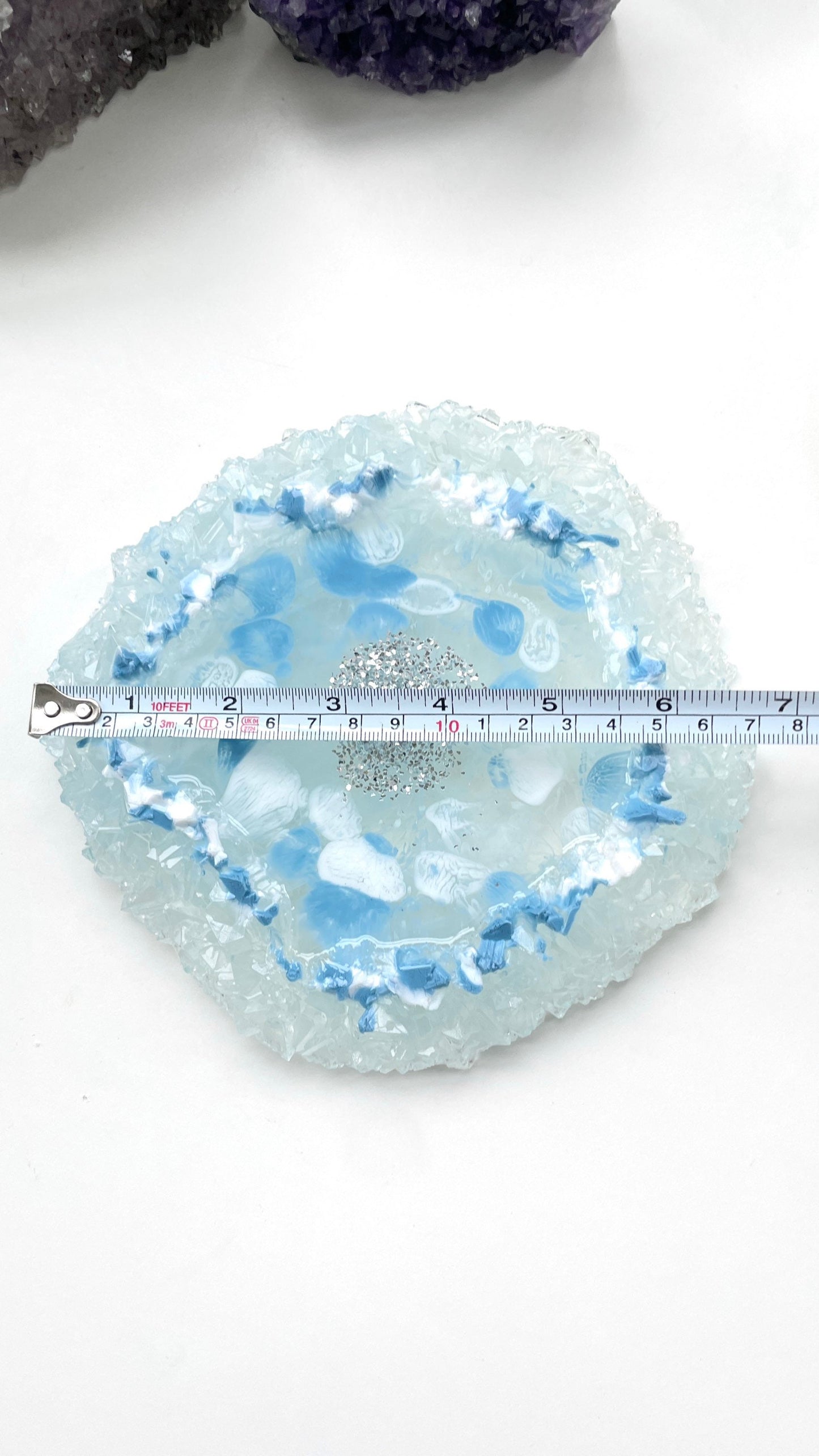 Роскошная силиконовая форма для подноса с кристаллическим краем: круглый поднос из смолы с жеодом